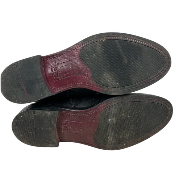 EMANUELE‎ CASTRO Black Leather Biker Buckle Almond Toe Boots Sz 37/7 - Picture 4 of 5